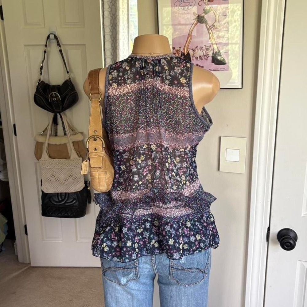y2k 2000s fairy floral ruffle Henley tank top - Picture 5 of 7